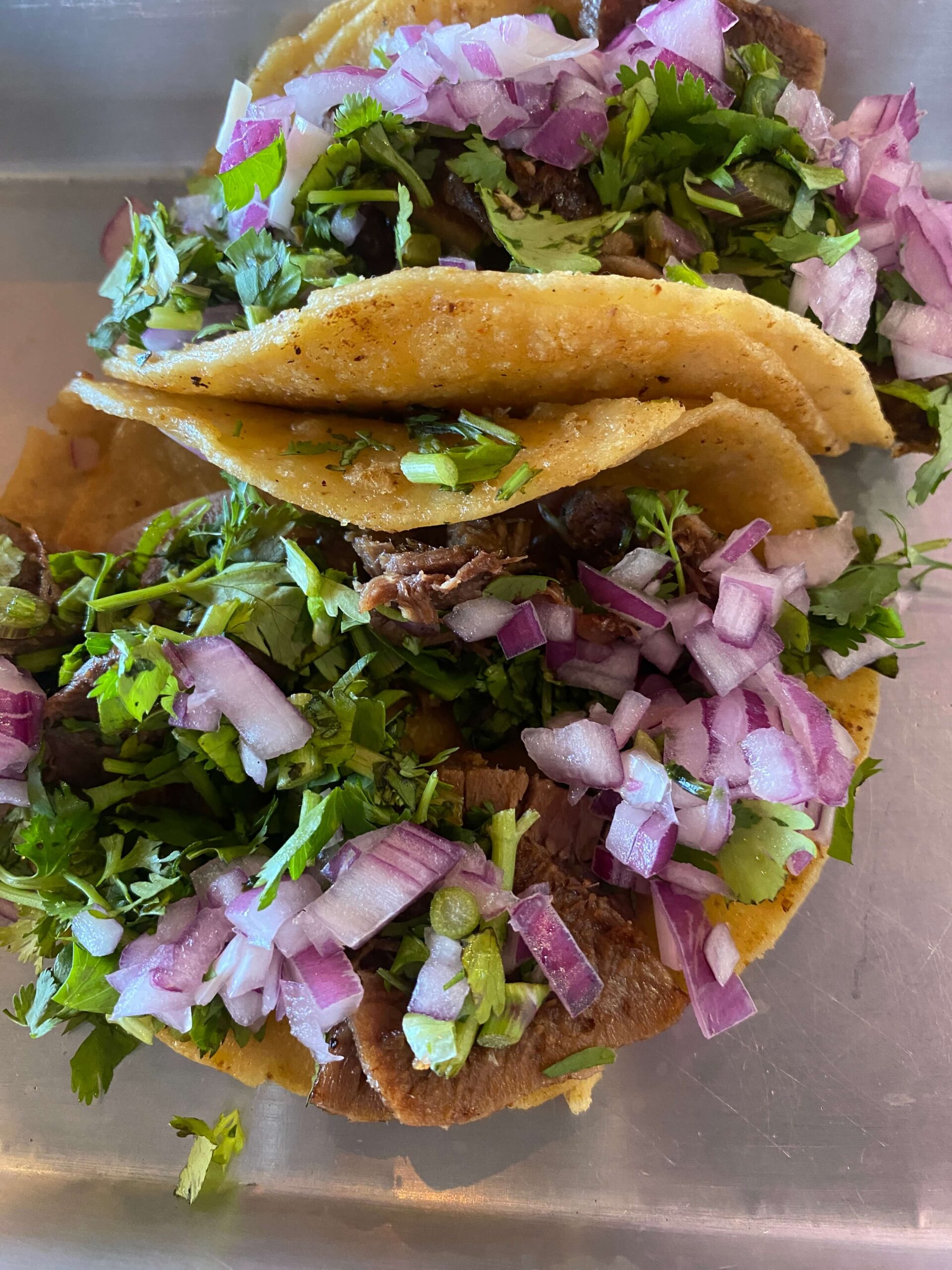 Beef fajita tacos from a Galveston Strand food tour stop